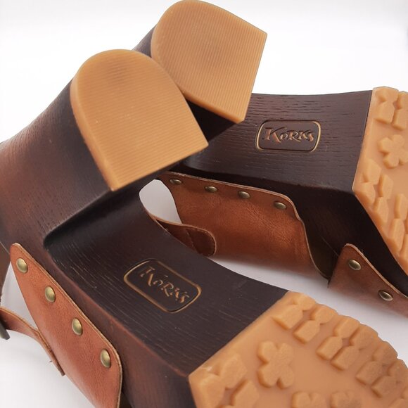 Korks Kristian II Slingback Platform Faux Leather Stud Heeled Sandals NWT SZ 9 - Picture 14 of 16